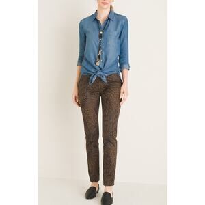 Chico’s Super Stretchy Coated Animal-Print Jeggings Size US 2